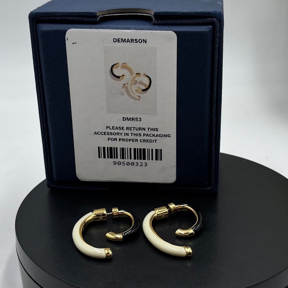 DEMARSON‎ Luna Black Cream Half Hoop Front Back Resin Versatile Earrings